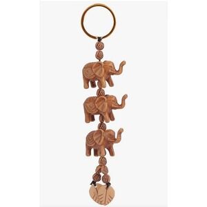 Lucky‎ Triple Elephant Charm Keychain 7" Wildlife Safari Animals